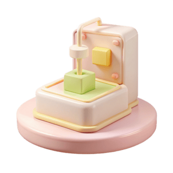 3d rendido ilustração do uma de cor pastel máquina com uma verde cubo png