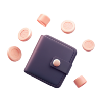 Wallet with Coins 3D Rendering of a Wallet with Coins png