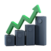 Upward Trend, Growth Chart, Increasing Profits, Financial Success, Business Development, Positive Growth, 3D Render, Business Graph, Economic Growth, Data Visualization png