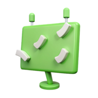 3D Render of Green Display Board with White Shapes png