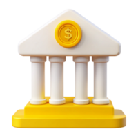 3D Building Illustration with Columns and Dollar Sign png