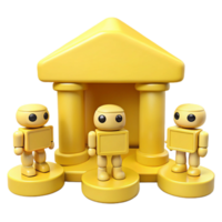 Three Robots Standing in Front of a Yellow Building png