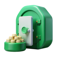 Green Vault with Open Door and Stack of Coins png