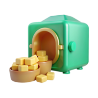 3D Render of Gold Bars Spilling Out of a Safe png