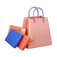 Rosa compras saco com presente caixas png