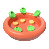 3D Render of Colorful Buttons in a Bowl png