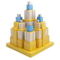 3D Abstract Architecture with Yellow and Blue Blocks png