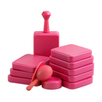 Pink 3D Shapes Stacked Blocks, Tall Cylinder and Rounded Object png
