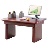 3D Render of a Modern Desk with a Computer, Pens, and a Notebook png