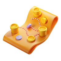 3D Rendering of a Yellow Curved Surface with Coins and a String of Pearls png