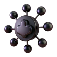 3D Illustration of a Networked Hub with Multiple Connections png