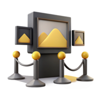 3d rendere di un' galleria Schermo con immagini png