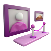 3D Render of a Purple Frame with a Profile Picture and a Rope Barrier png