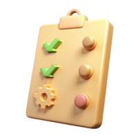 3D Checklist with Checkmarks, Gear, and Buttons png