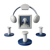 3D Render of a Headset with a Picture of a Person Wearing Headphones png