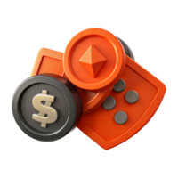 3D Render of Coins and Dice png