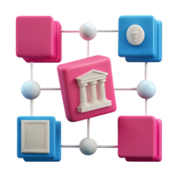 3D Rendered Abstract Network of Interconnected Squares and Circles png