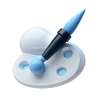 3D Render of Paintbrush and Palette png