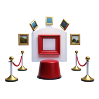 Red Button, White Frame, and Rope Barriers in 3D Render png
