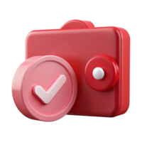 3D Render of a Pink Checkmark Icon on a Red Square png