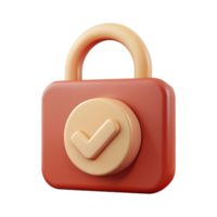 Secure Padlock with Check Mark Icon 3D Render png