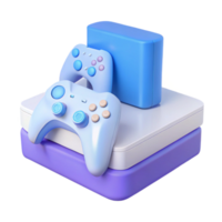 Gaming Console with Two Controllers - 3D Render png