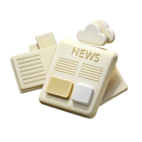 3D Rendering of a Newspaper Icon with a Cloud png