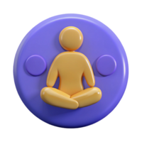 3D Icon of a Person in Meditation Pose with Purple Background png