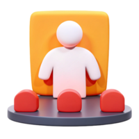 3D Render of a Person with a Square Behind Them png