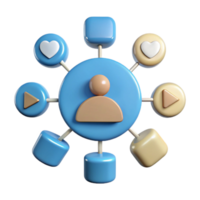 Social Media Network Icon with User, Likes, and Play Button png