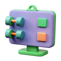 3D Render of Colorful Dumbbells on a Purple Screen png