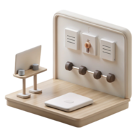 Minimalist Home Gym Setup with Dumbbells, Scale, and Laptop Stand png