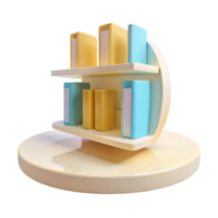 3D Render of Bookshelf with Books in Yellow and Blue png