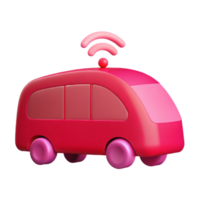 Connected Vehicle Concept 3D Render of Pink Car with Wifi Symbol png