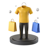 3d rendido ilustração do uma casual equipamento com compras bolsas png
