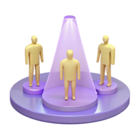 Standing Out From The Crowd 3D Rendering of a Spotlight on One Figure png