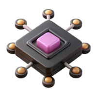 3D Render of a Network Hub with Connections png