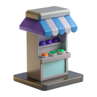 3D Rendering of a Simple Shop with Awning and Products png