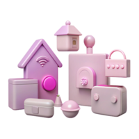 Pink 3D Render of Home Automation Devices png