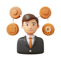 Connected Businessman 3D Rendering of a Professional Networked png