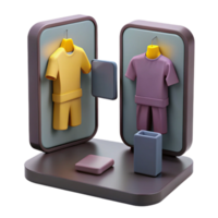 Online Shopping 3D Illustration of a Clothing Store Interface with Hanging Apparel png