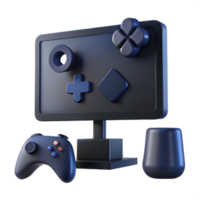 Gaming Setup with Monitor, Controller, and Speaker png