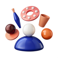 Abstract 3D Design with Geometric Shapes and Vibrant Colors png