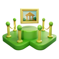 3D Render of Art Gallery Display with Columns png