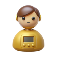 3D Render of a Cute Gold Robot with a Digital Display png