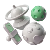 Abstract 3D Rendering of White and Green Geometric Shapes png