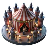 Circus Tent with Striped Canopies and Lanterns png
