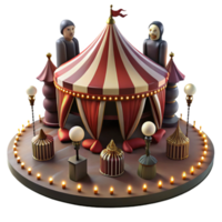 Creepy Circus Tent with Striped Canopy and Red Curtains png