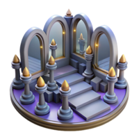3D Render of a Fantasy Architecture with Stairs, Columns, and Mirrors png