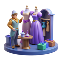 3D Render of a Man Choosing a Dress from a Selection of Formalwear png